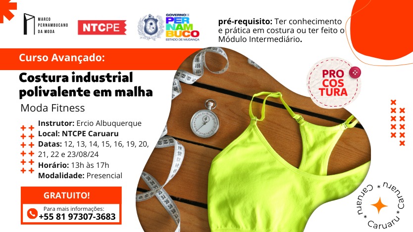 Curso de Costura Industrial Polivalente em Malha Avançado Moda Fitness – Caruaru